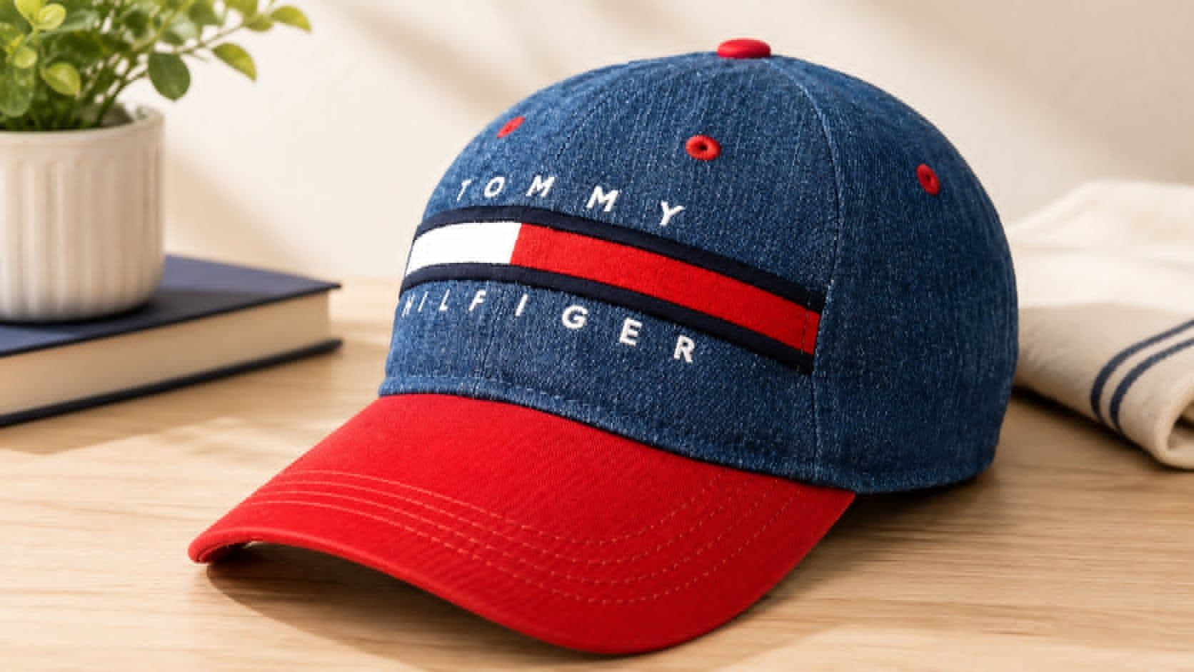 Tommy Hilfiger Men's Cotton Avery Adjustable Baseball Cap in cotton twill with embroidered logo and adjustable strap