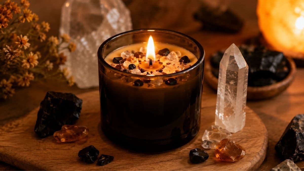 CULACEE Obsidian Crystal Energy Candle HEAL: A Luxurious Self-Care Essential