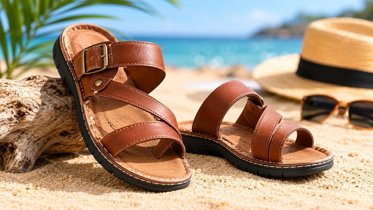 NHBEOEN Men's Strappy Leather Flat Flip Flops: A Comfortable and Affordable Choice for Summer