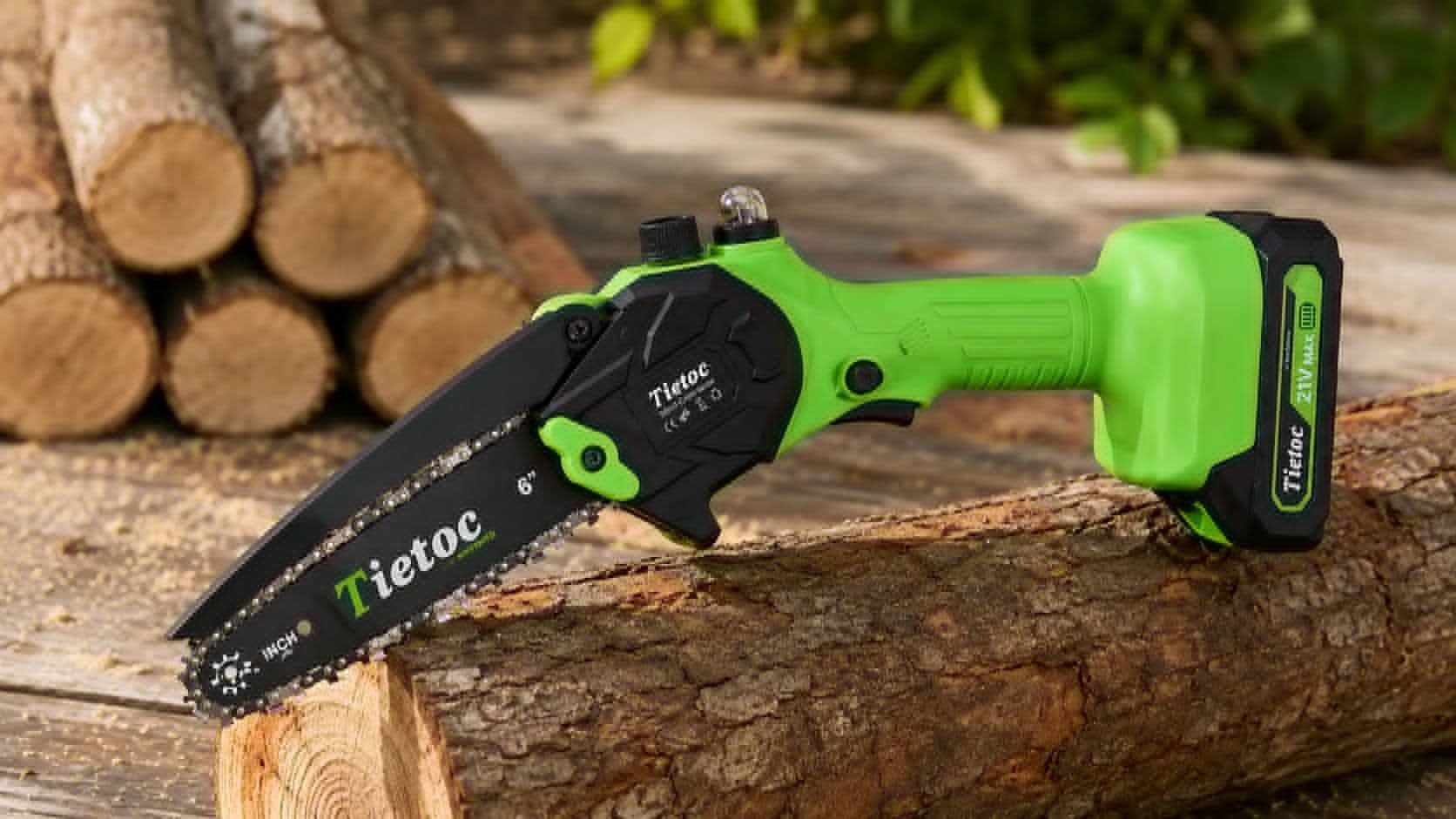 Tietoc 6-Inch Mini Electric Chainsa for tree trimming and garden maintenance