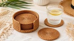 Bring Rustic Elegance to Your Home with ANPHSIN Handmade Rattan Coasters