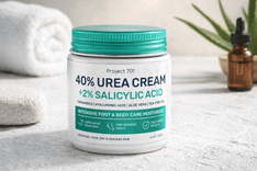 PROJECT 701 Urea Foot Cream jar with 40% urea for cracked heels and dry feet