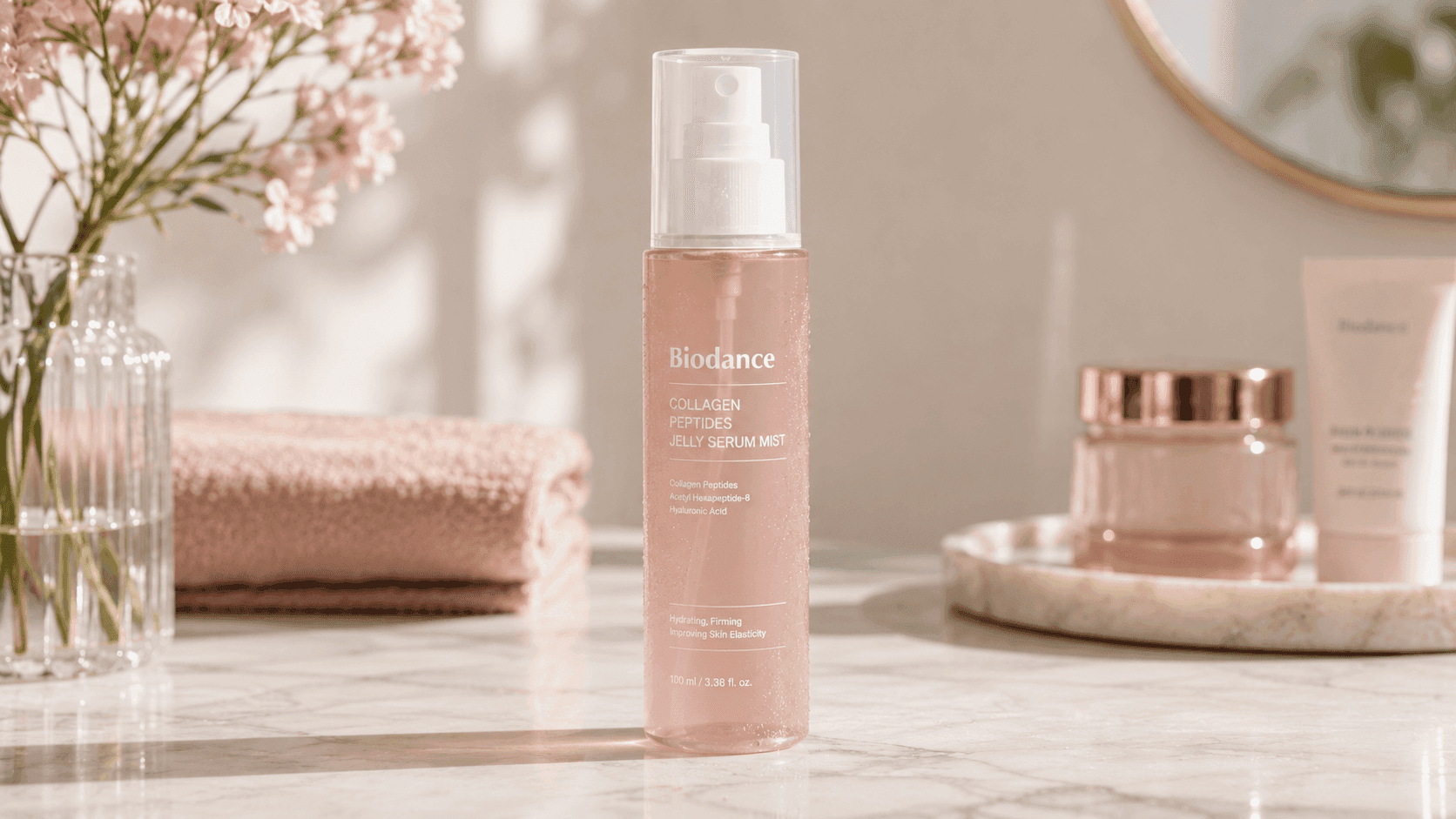 BIODANCE Collagen Peptides Jelly Serum Mist hydrating Korean skincare face mist with collagen, peptides, and hyaluronic acid for radiant, moisturized skin