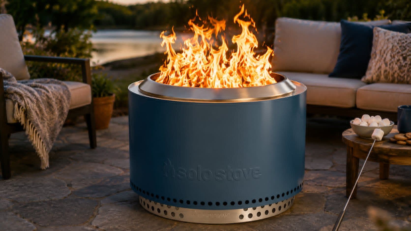 Solo Stove Yukon 2.0 smokeless stainless steel wood-burning fire pit for backyard patios, outdoor gatherings, camping, and entertaining